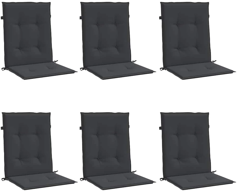 Sodo kėdės pagalvėlės, 6vnt., juodos, 100x50x3cm, audinys