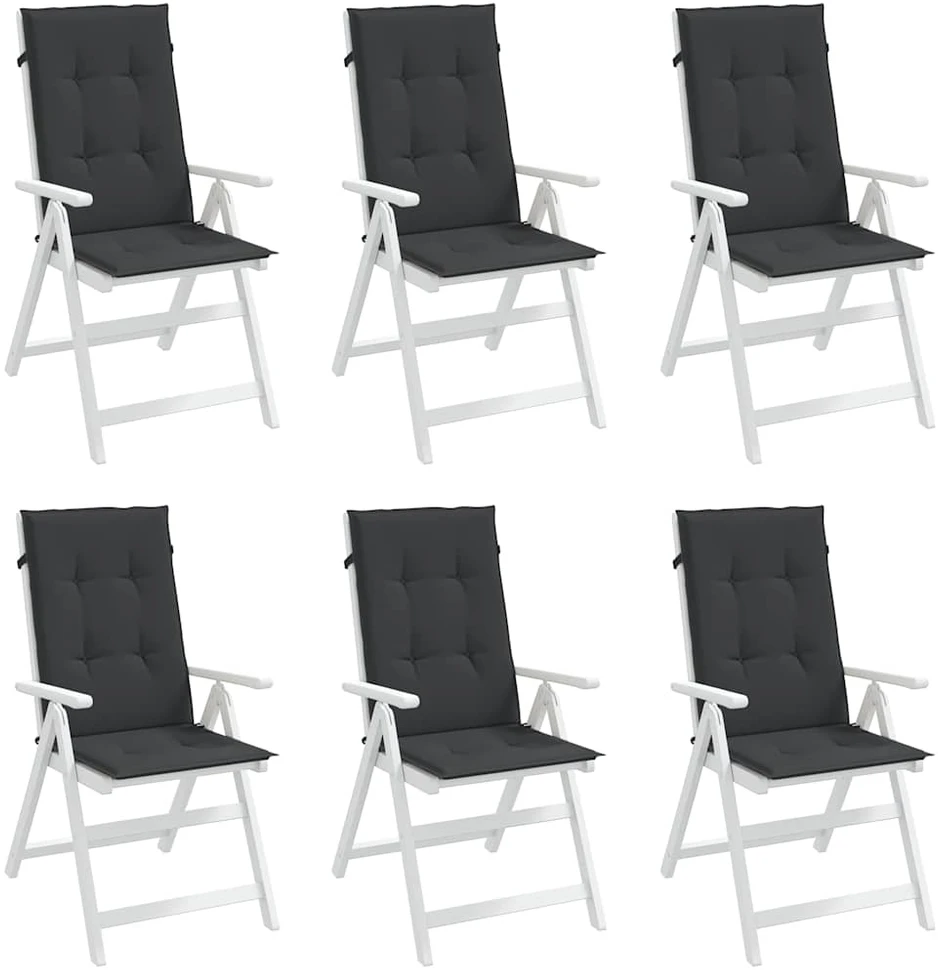 Sodo kėdės pagalvėlės, 6vnt., juodos, 120x50x3cm, audinys