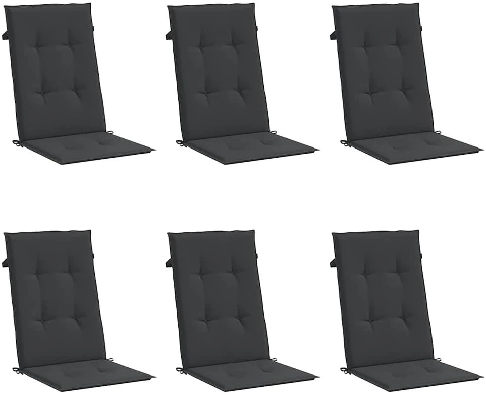 Sodo kėdės pagalvėlės, 6vnt., juodos, 120x50x3cm, audinys