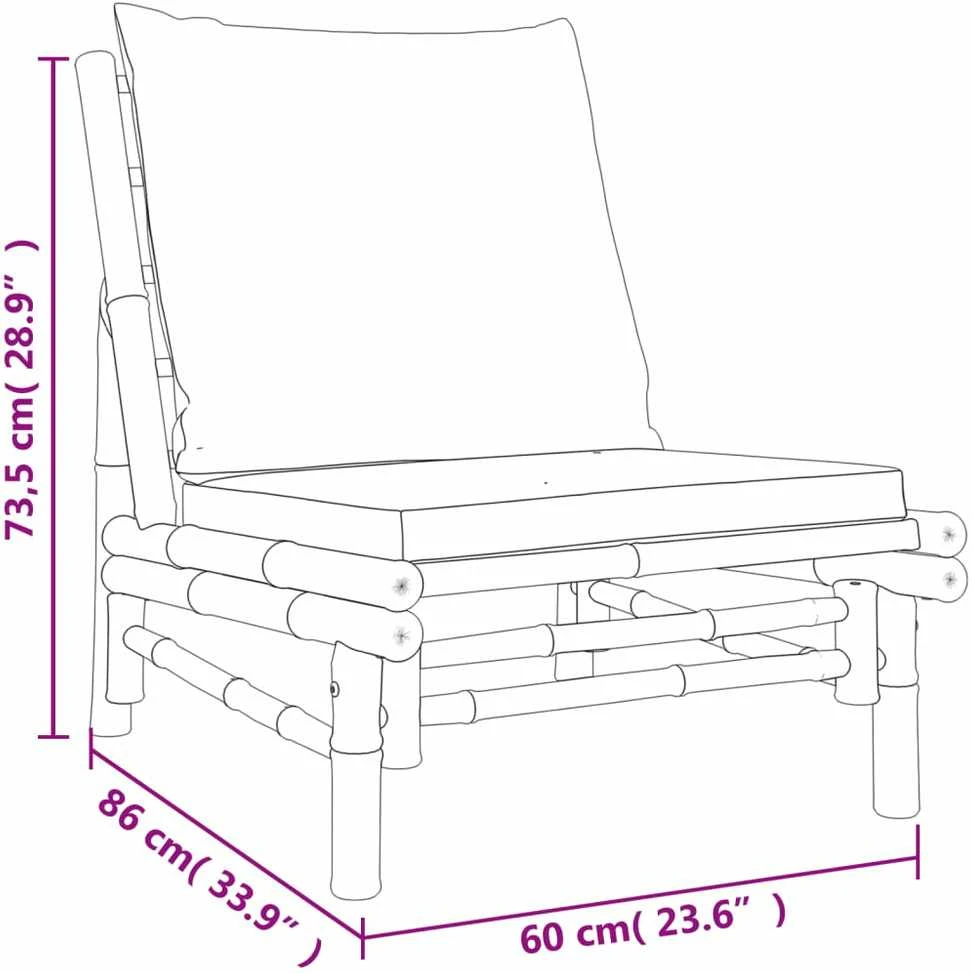 Sodo kėdės su kreminėmis baltomis pagalvėlėmis, 2vnt., bambukas
