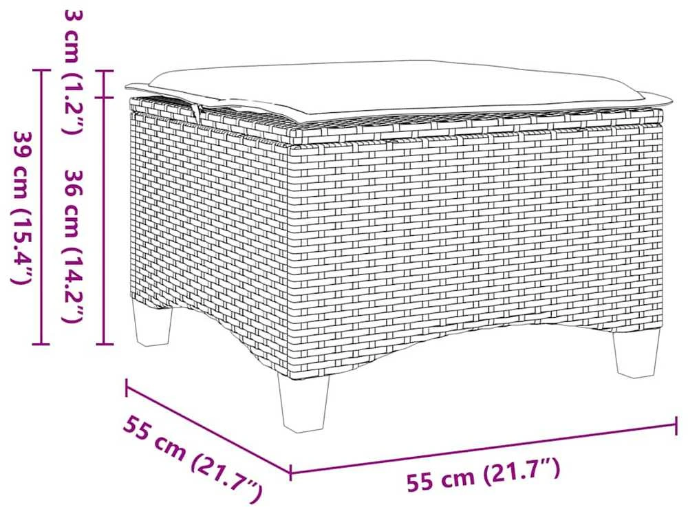 sodo kėdės su pagalvėlėmis 2 vnt Ruda 55x55x36 cm polirotango
