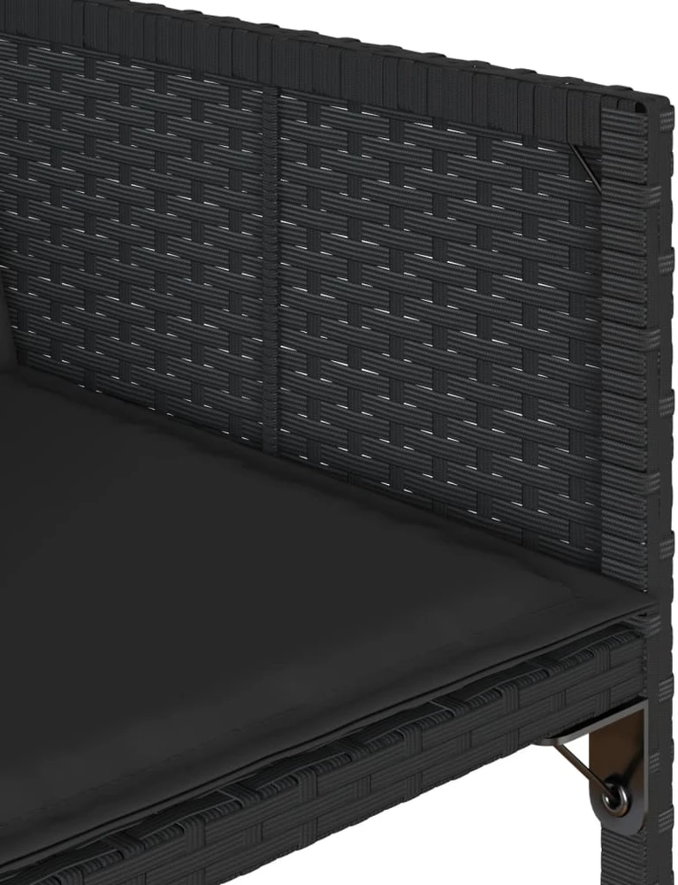 Sodo kėdės su pagalvėlėmis, 4vnt., juodos spalvos, poliratanas