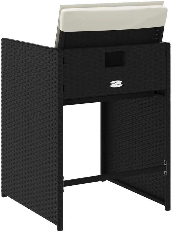 Sodo kėdės su pagalvėlėmis, 4vnt., juodos spalvos, poliratanas