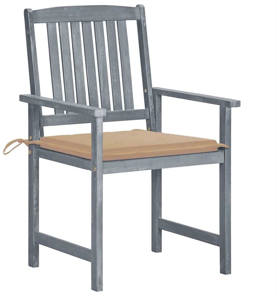 Sodo kėdės su pagalvėlėmis, 6vnt., pilkos, akacijos masyvas
