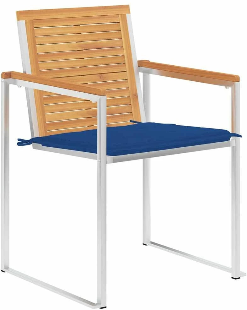 Sodo kėdės su pagalvėlėmis, 8vnt., tikmedžio medienos masyvas