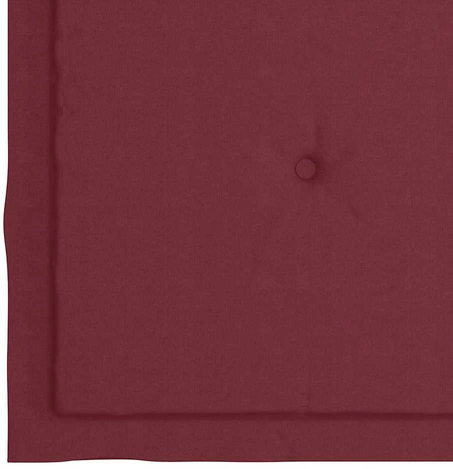 Sulankstomos kėdės, 2 vnt. su vyno raudonumo pagalvėlėmis, masyvi tikmedžio mediena