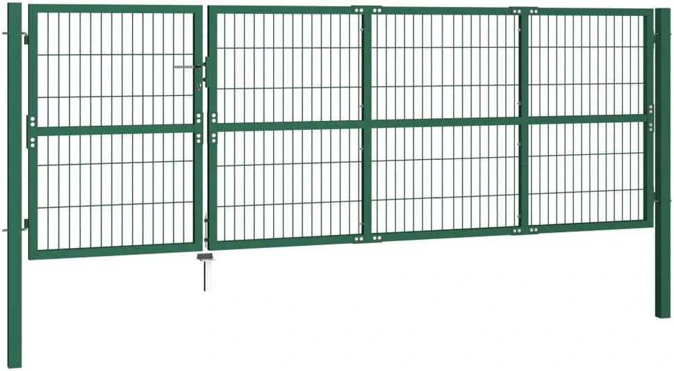 Sodo/kiemo vartai, su stulpais, žali, 350x120cm, plienas