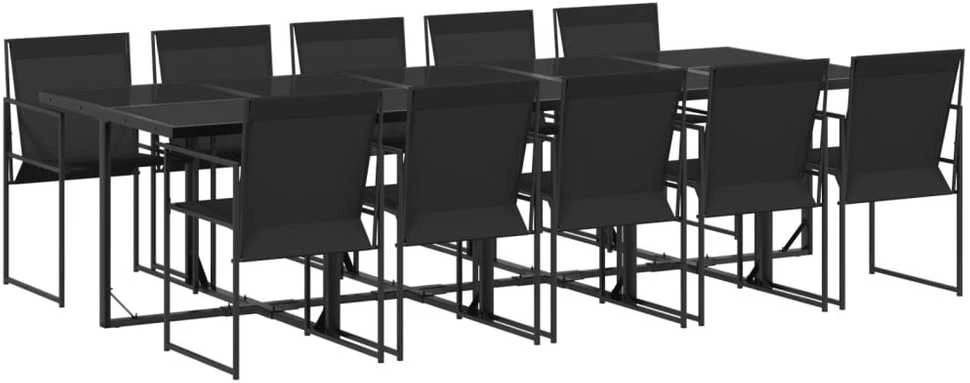 Lauko baldų komplektas Sodo komplektas, 11 dalių, juodas, tekstilenas