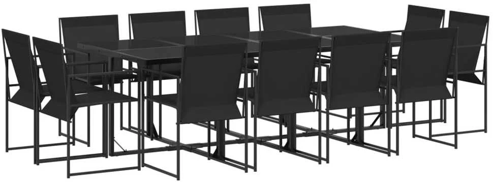 Lauko baldų komplektas Sodo komplektas, 13 dalių, juodas, tekstilenas