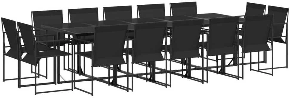 Lauko baldų komplektas Sodo komplektas, 15 dalių, juodas, tekstilenas