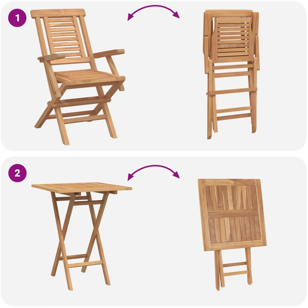 Lauko baldų komplektas Sodo komplektas 3 vnt. Ruda Kietas teakwood