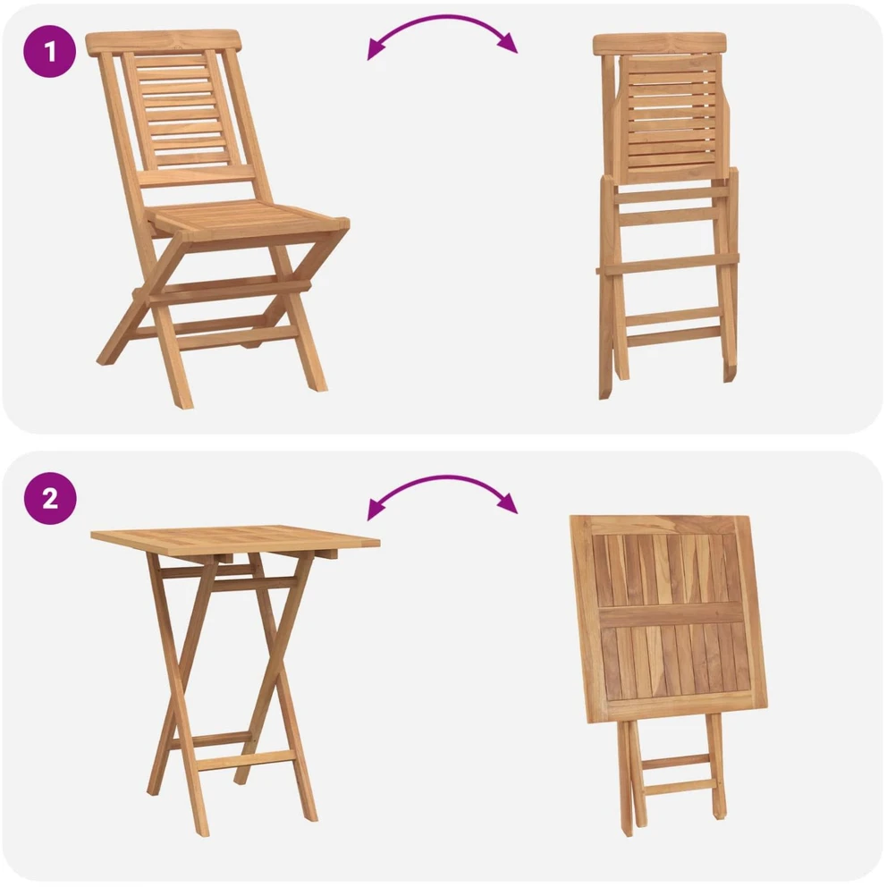 Lauko baldų komplektas Sodo komplektas 3 vnt. Ruda Kietas teakwood