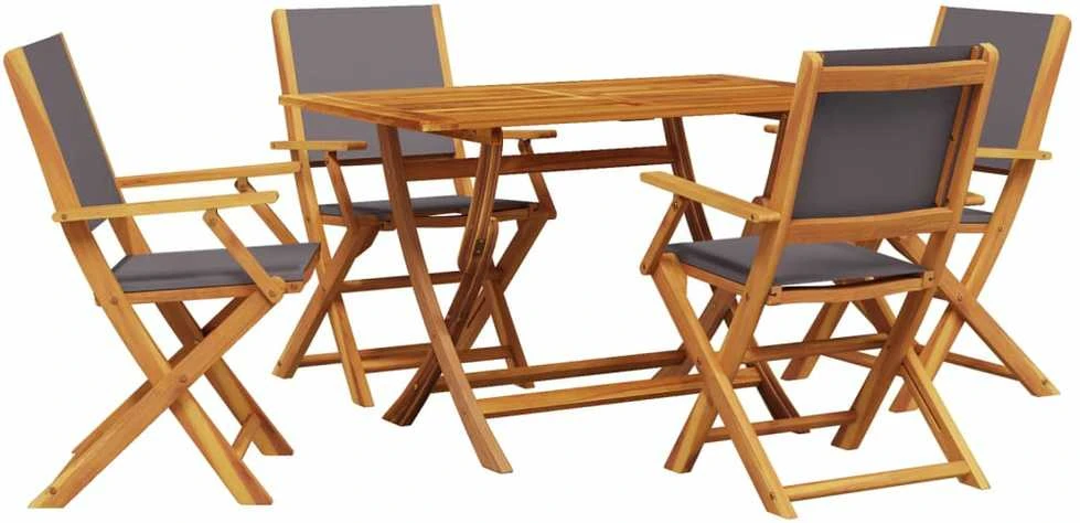 Lauko baldų komplektas Sodo komplektas, 5 dalių, antracito, audinys ir mediena