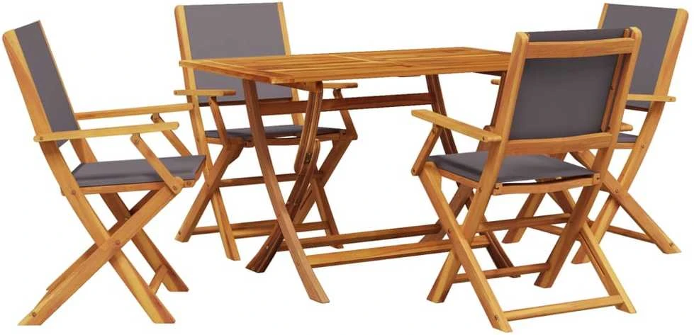 Lauko baldų komplektas Sodo komplektas, 5 dalių, antracito, audinys ir mediena