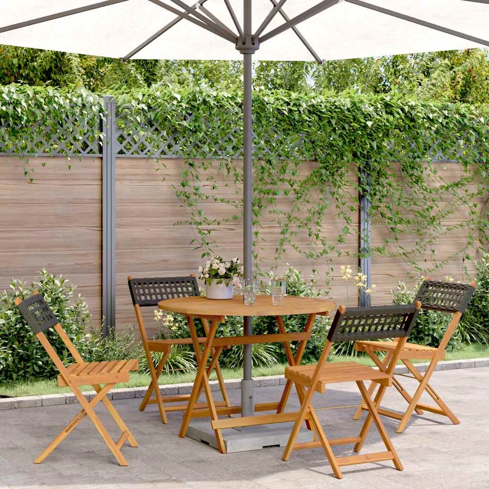 Lauko baldų komplektas Sodo komplektas, 5 dalių, juodas, poliratanas ir mediena