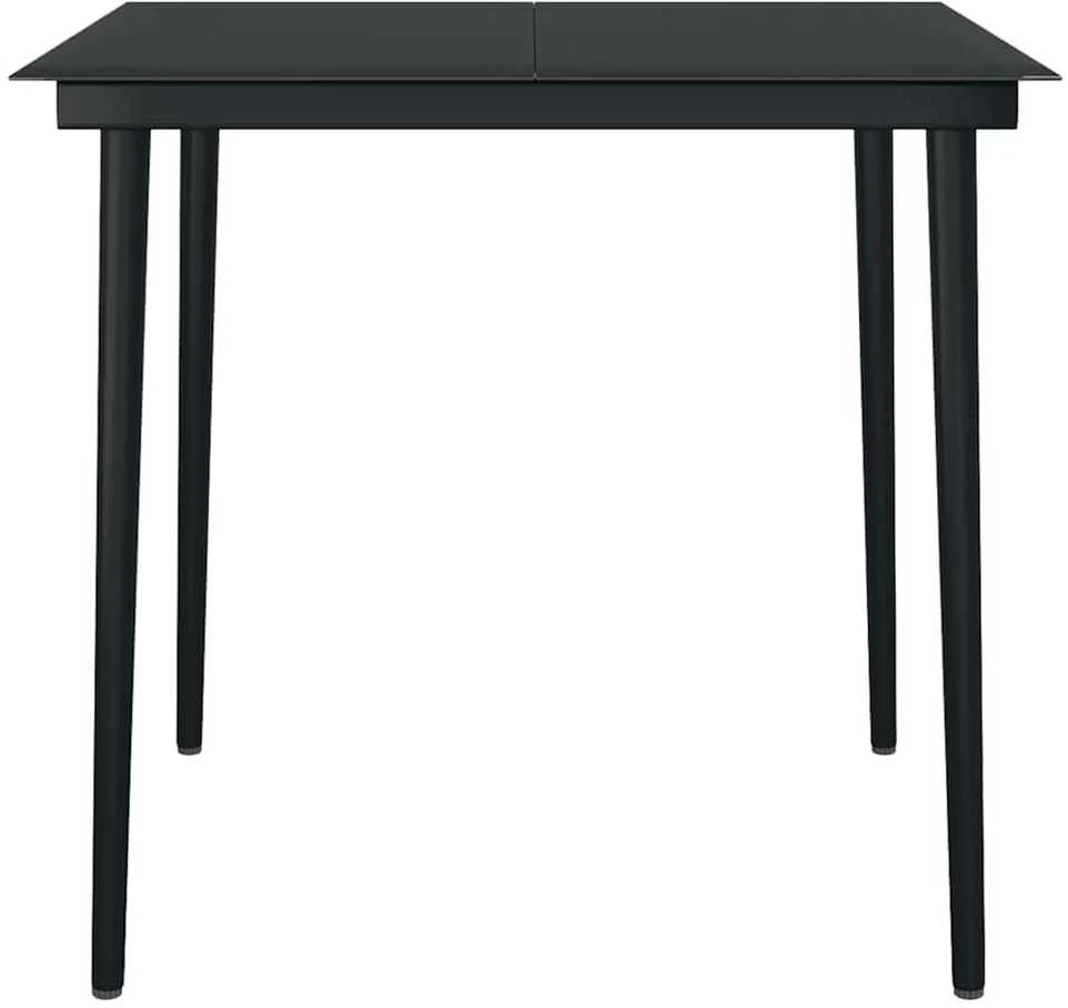Lauko baldų komplektas Sodo komplektas, 5 dalių, juodas, poliratanas ir stiklas