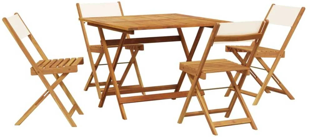 Lauko baldų komplektas Sodo komplektas, 5 dalių, kreminė/balta, audinys ir mediena