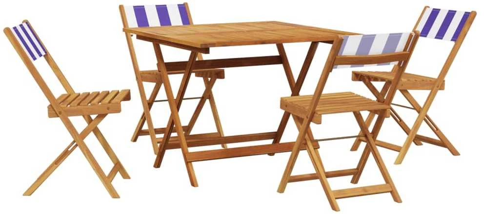 Lauko baldų komplektas Sodo komplektas, 5 dalių, mėlynas/baltas, audinys/mediena