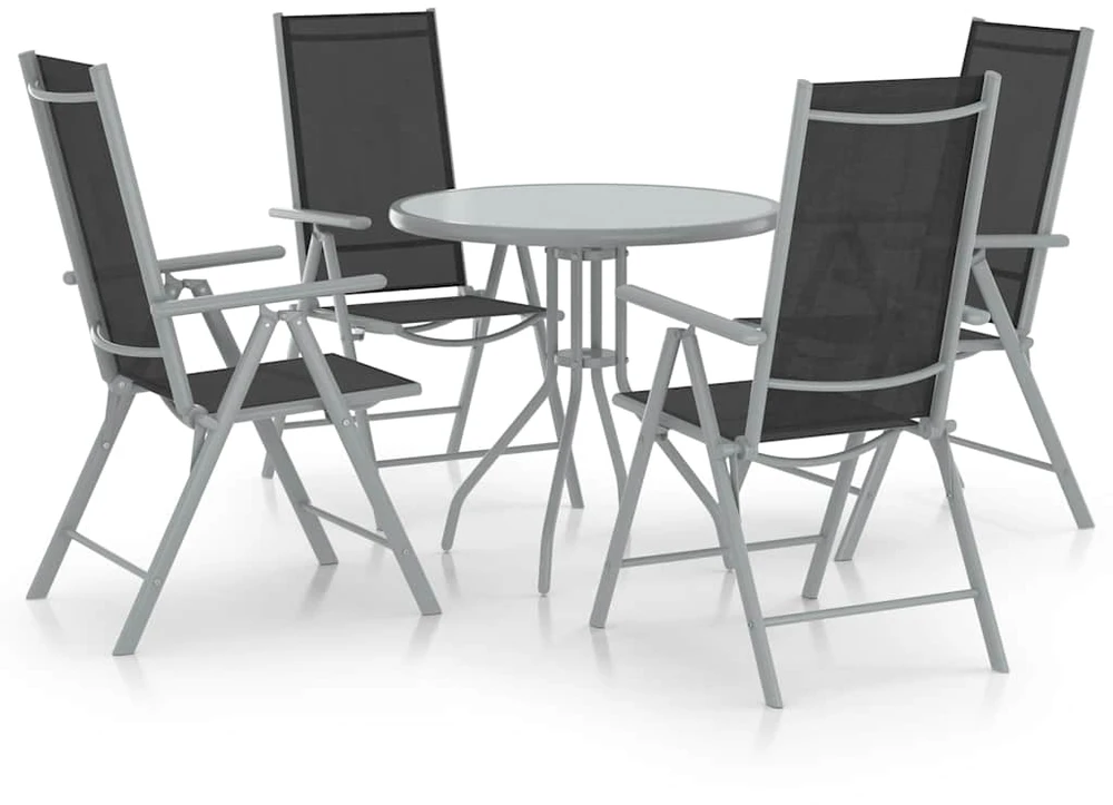 Lauko baldų komplektas Sodo komplektas, 5 dalių, sidabrinis, aliuminis ir tekstilenas