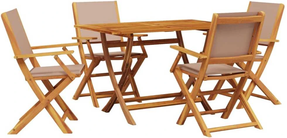 Lauko baldų komplektas Sodo komplektas, 5 dalių, taupe, audinys ir mediena