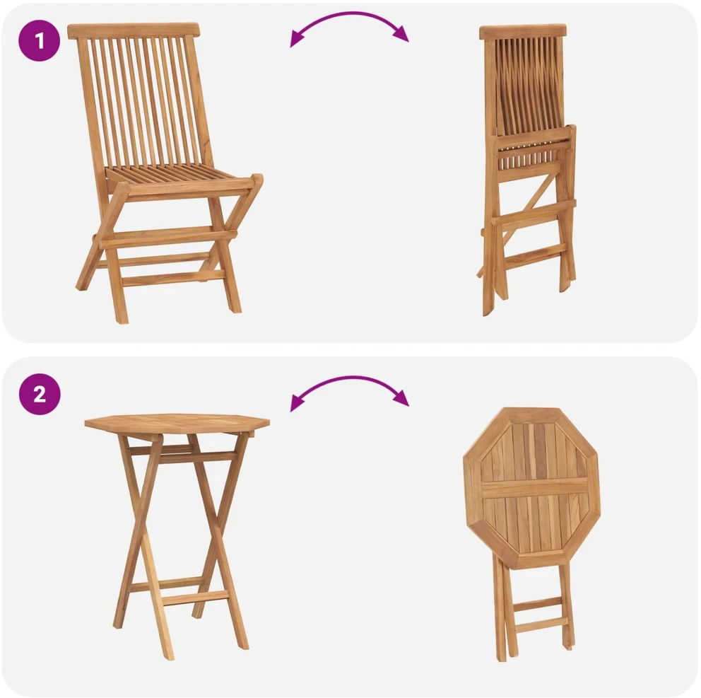 Lauko baldų komplektas Sodo komplektas 5 vnt. Ruda Kietas teakwood
