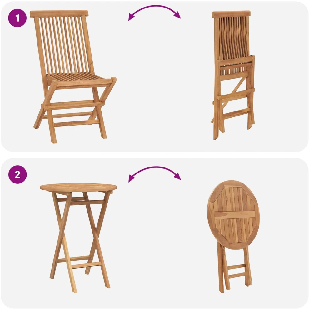 Lauko baldų komplektas Sodo komplektas 5 vnt. Ruda Kietas teakwood