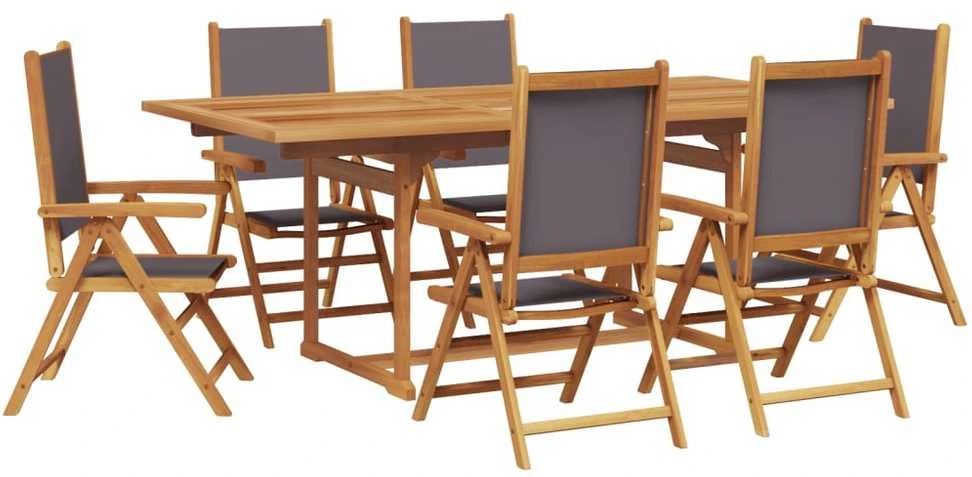 Lauko baldų komplektas Sodo komplektas, 7 dalių, antracito, audinys ir mediena