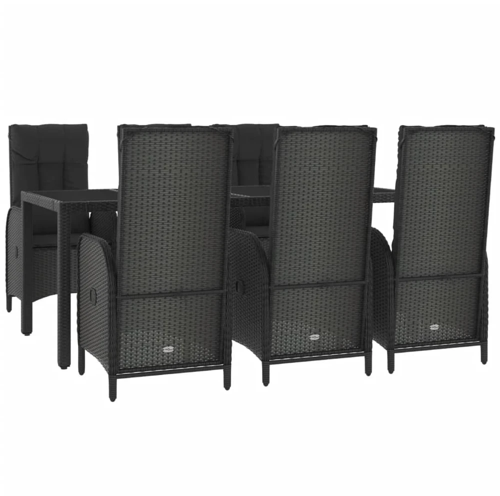 Lauko baldų komplektas Sodo komplektas, 7 dalių, juodas/pilkas, poliratanas
