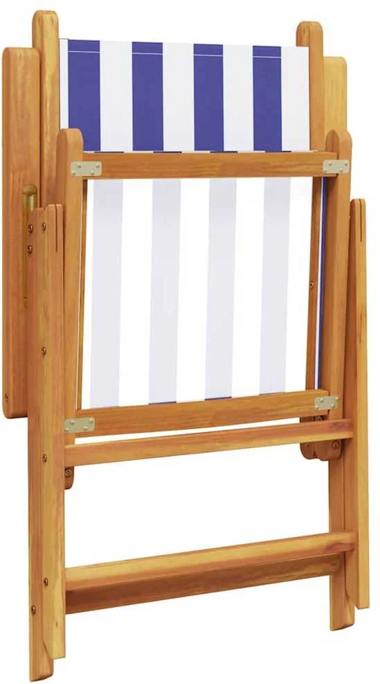 Lauko baldų komplektas Sodo komplektas, 7 dalių, mėlynas/baltas, audinys/mediena