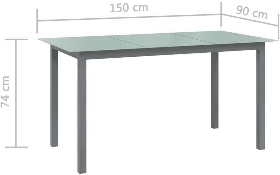 Lauko baldų komplektas Sodo komplektas, 7 dalių, sidabrinis ir juodas, aliuminis
