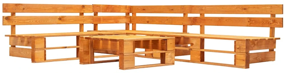 Lauko baldų komplektas Sodo komplektas iš palečių, 4 dalių, medaus ruda, mediena