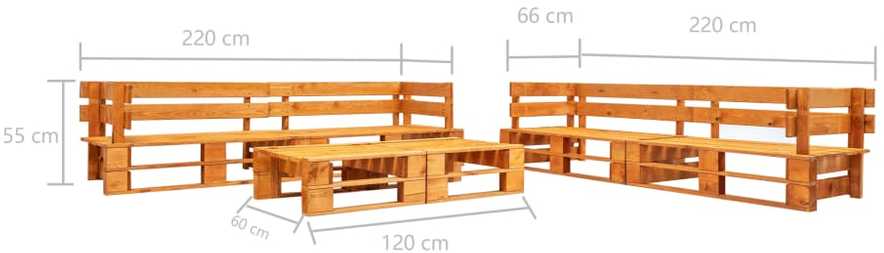 Lauko baldų komplektas Sodo komplektas iš palečių, 6 dalių, medaus ruda, mediena