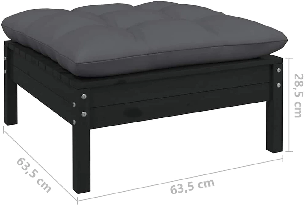 Lauko baldų komplektas Sodo komplektas su antracito pagalvėmis, 3 dalių, pušis