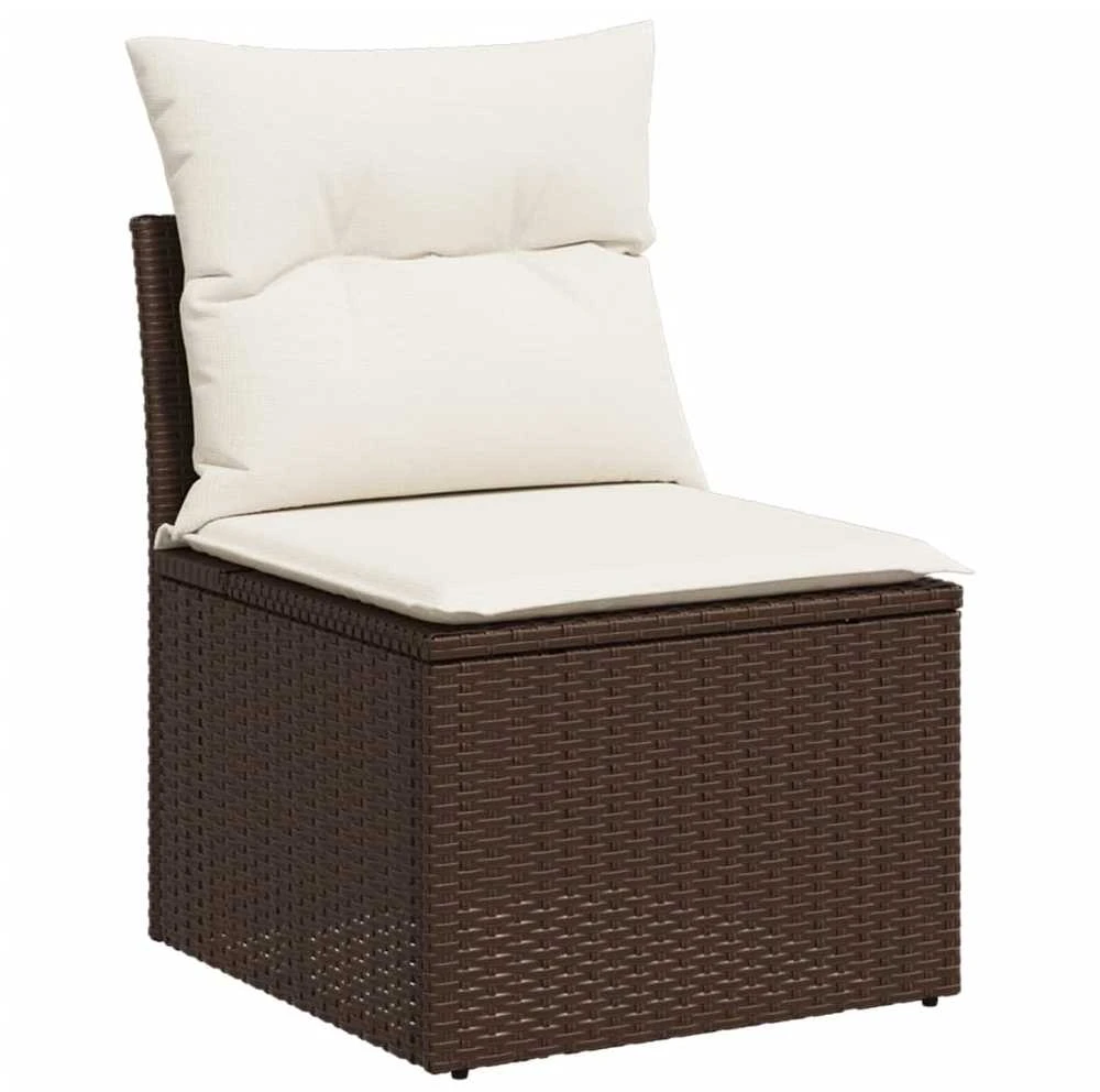 Lauko baldų komplektas Sodo komplektas su pagalvėlėmis, 10 dalių, rudas, poliratanas