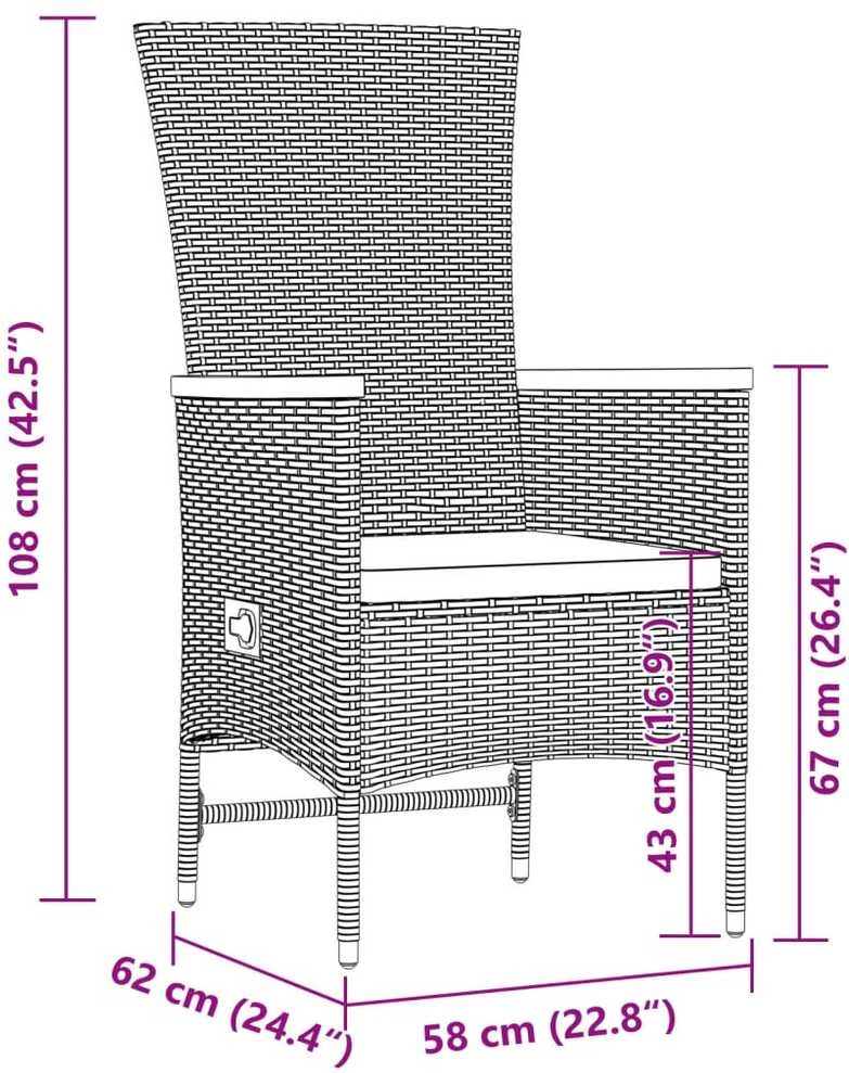 Sodo komplektas su pagalvėlėmis, 11 dalių, juodas, poliratanas