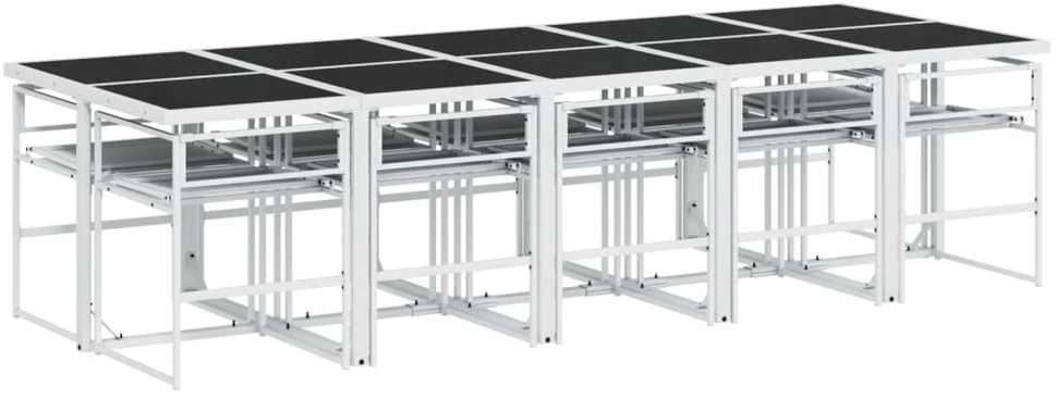 Lauko baldų komplektas Sodo komplektas su pagalvėlėmis, 11 dalių, baltas, tekstilenas