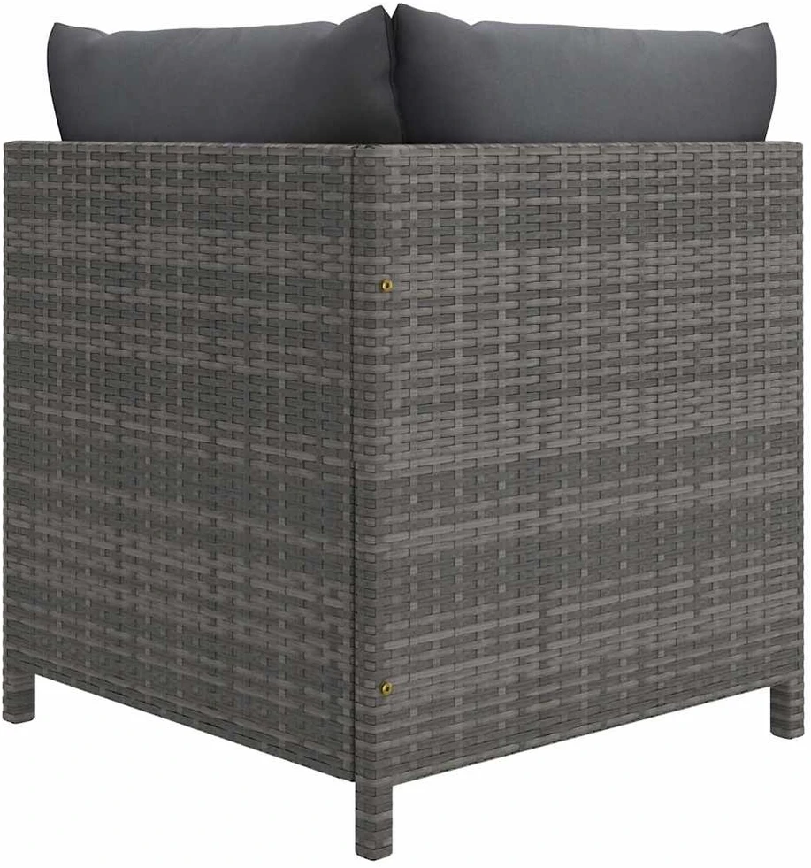 Lauko baldų komplektas Sodo komplektas su pagalvėlėmis, 11 dalių, pilkas, poliratanas
