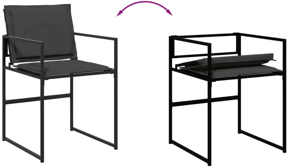 Lauko baldų komplektas Sodo komplektas su pagalvėlėmis, 11 dalių, juodas, tekstilenas