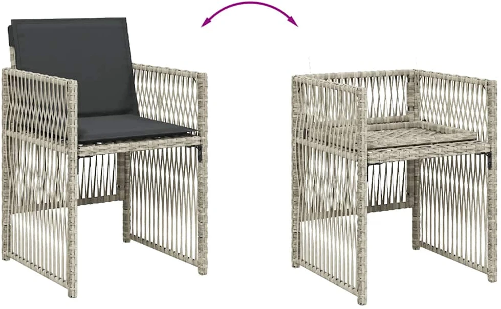 Lauko baldų komplektas Sodo komplektas su pagalvėlėmis, 11 dalių, pilkas, poliratanas
