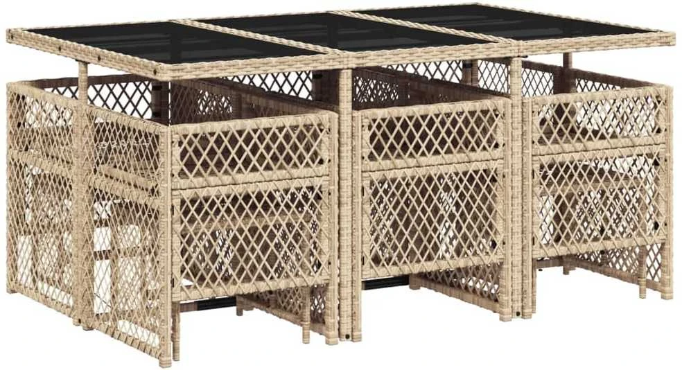 Lauko baldų komplektas Sodo komplektas su pagalvėlėmis, 11 dalių, smėlio, poliratanas