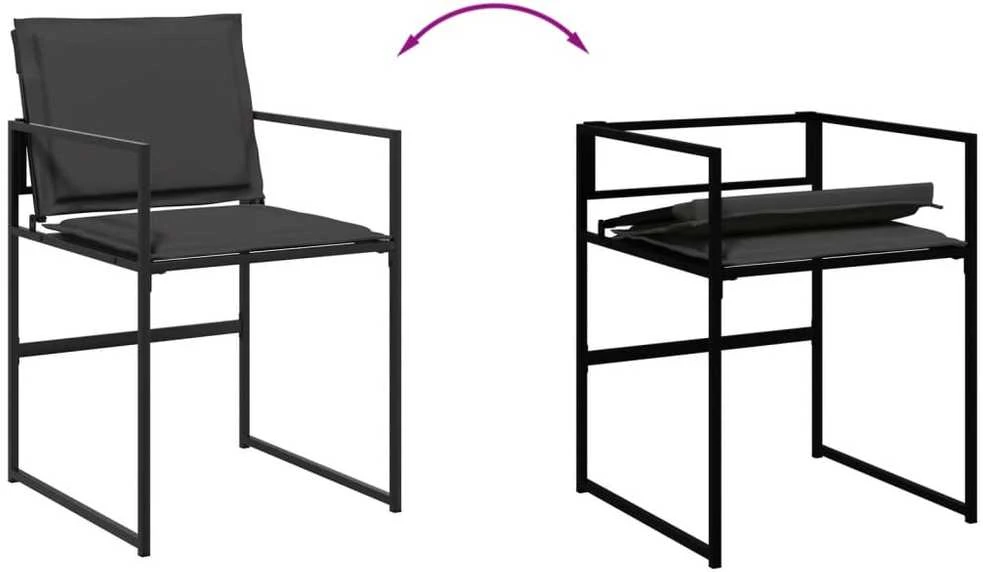 Lauko baldų komplektas Sodo komplektas su pagalvėlėmis, 11 dalių, juodas, tekstilenas