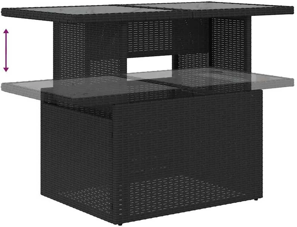 Lauko baldų komplektas Sodo komplektas su pagalvėlėmis, 11 dalių, juodas, poliratanas