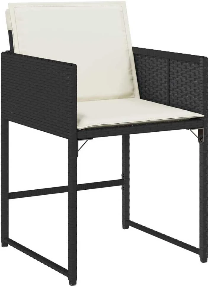 Lauko baldų komplektas Sodo komplektas su pagalvėlėmis, 13 dalių, juodas, poliratanas
