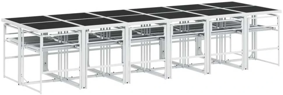 Lauko baldų komplektas Sodo komplektas su pagalvėlėmis, 13 dalių, baltas, tekstilenas