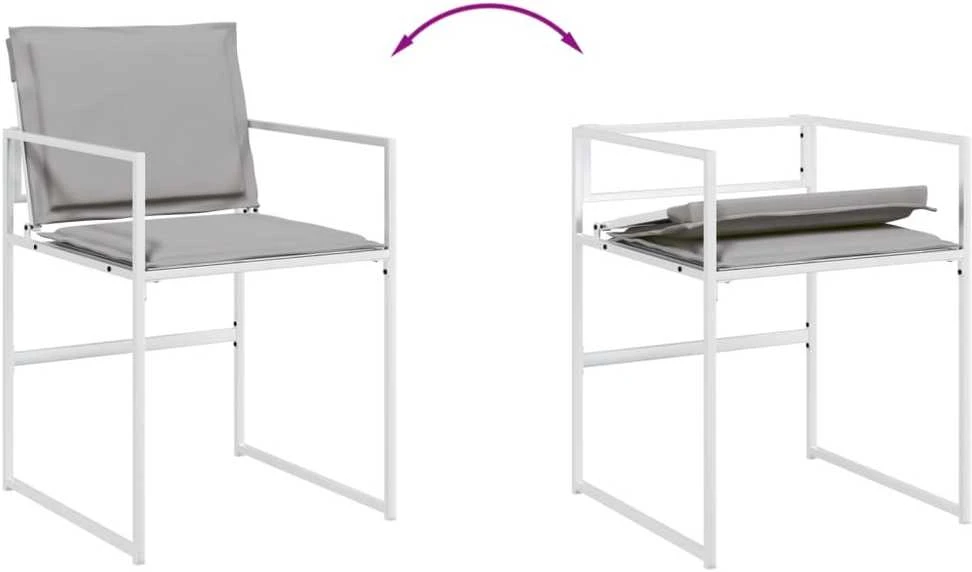 Lauko baldų komplektas Sodo komplektas su pagalvėlėmis, 13 dalių, baltas, tekstilenas