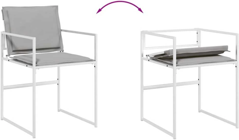 Lauko baldų komplektas Sodo komplektas su pagalvėlėmis, 13 dalių, baltas, tekstilenas