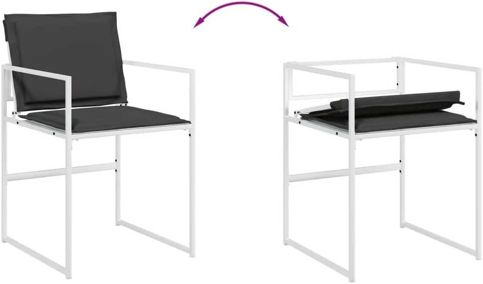 Lauko baldų komplektas Sodo komplektas su pagalvėlėmis, 13 dalių, baltas, tekstilenas