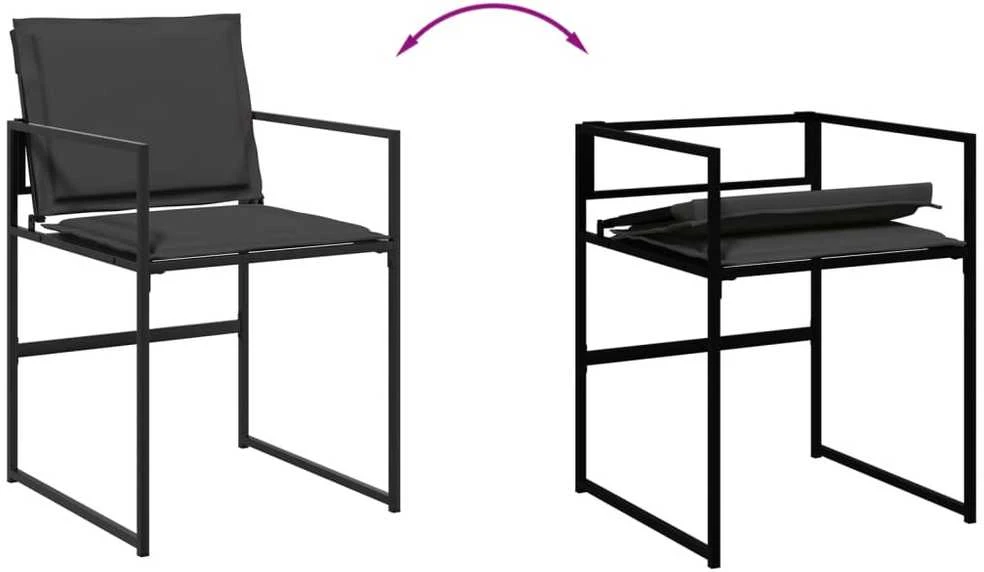 Lauko baldų komplektas Sodo komplektas su pagalvėlėmis, 13 dalių, juodas, tekstilenas