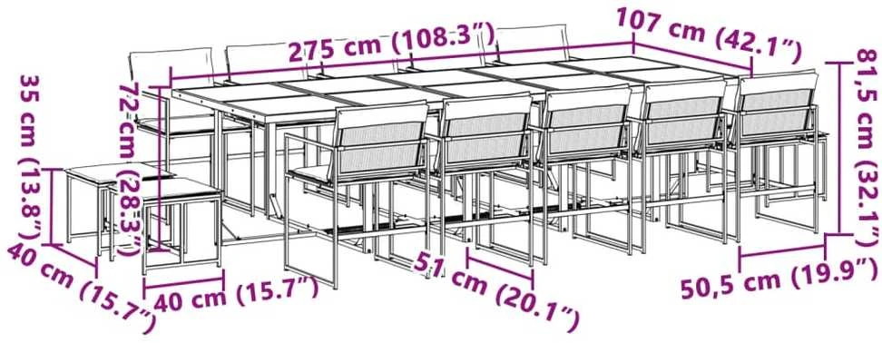 Sodo komplektas su pagalvėlėmis, 15 dalių, baltas, tekstilenas