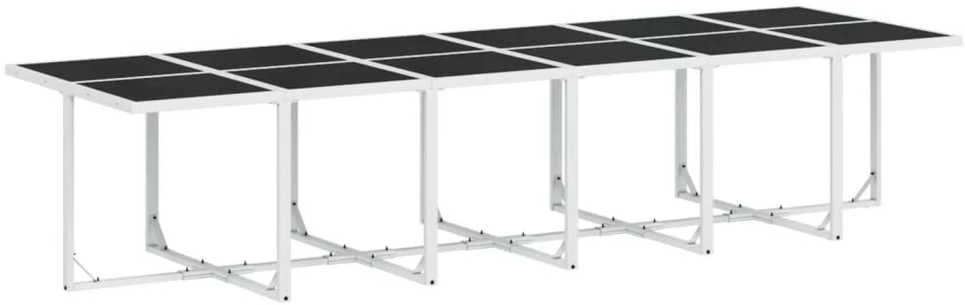 Lauko baldų komplektas Sodo komplektas su pagalvėlėmis, 17 dalių, baltas, tekstilenas